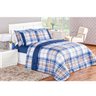 Kit Edredom Casal Padrão 3 Peças Xadrez Azul - 5