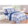 Kit Edredom Casal Padrão 3 Peças Xadrez Azul - 1