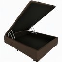 Ver imagem 1 de Cama Box Baú Casal Blindado com Pistão a Gás:corino Marrom/casal