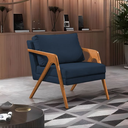 Ver imagem 3 de Conjunto 2 Poltronas Sala de Estar Monique Madeira Cerejeira Cor: Azul Veludo