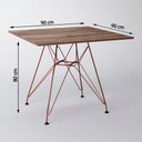 Ver imagem 2 de Jogo De Mesa Eames De Ferro Cobre E Tampo Quadrado Amadeirado 90cm 4 Cadeiras Brancas