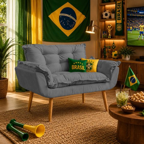 Namoradeira Decorativa Confortável para Sala Recepção Consultório  Manicure Alice Suede