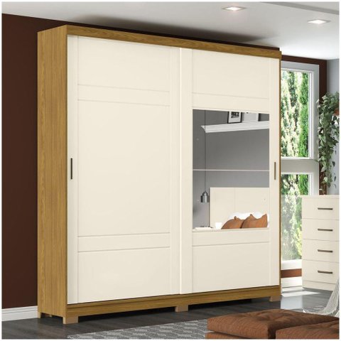 Guarda Roupa 02 Portas Deslizantes Turin Henn Nature Off White