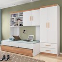 Ver imagem 3 de Quarto Infantil Chiara com Cama Auxiliar Branco Carvalho - Phoenix Baby