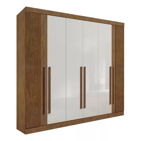 Guarda Roupa Casal da Vincci Ripado 6 Pts Ypê Off White Ddoro