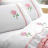 Jogo de Cama Branco Clássico Queen Size 4 Peças Rosa - 2