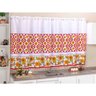 Cortina Cozinha Branca Estampada Girassol 2,40m x 1,40m para Varão de 2 Metros Simples - 1