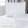 Jogo Lençol 400 Fios Ponto Palito Branco Tecido Percal Casal Padrão 3 Peças - 1