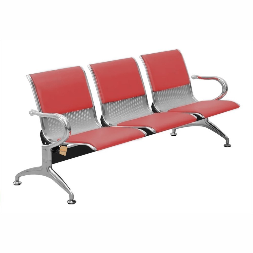 Cadeira Longarina 3 Lugares Com Estofado Colors: Vermelha