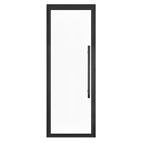 Porta de Alumínio Preto com Vidro Inteiro 8mm e Pux. Cmc Elegance -2.10 (a) X 0.90 (l)-lado Esquerdo