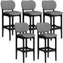 Ver imagem 1 de Kit 5 Banquetas Alta Bar Cozinha Sala Jantar Fixa Betta L02 Preto Linho Cinza Escuro - Lyam Decor