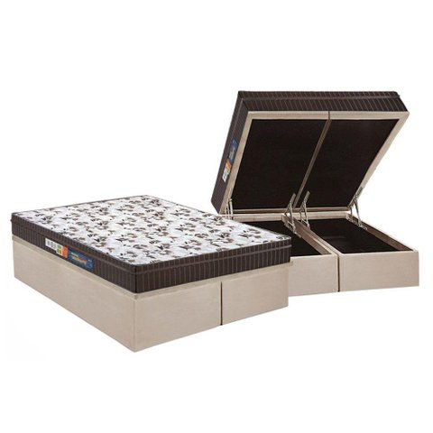 Cama Box Baú Queen: Colchão Ortopédico Polar D28 / EP Orthoface Class + Base CRC Suede Clean(