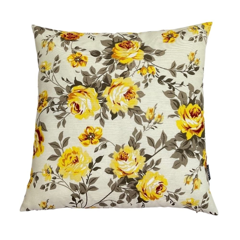 Almofadas Cheias para Sofá Impermeável Floral Amarela Kit 2 45cmx45cm - 2