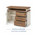 Ver imagem 3 de Armário Baixo 03 Gavetas e Porta (Misto) - Nogal Sevilha/Branco - 34422