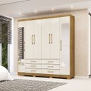 Ver mais imagens de Guarda-roupa Casal 6 Portas 6 Gavetas 100% Mdf Espelho Cadence Nature/champagne
