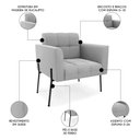 Ver imagem 7 de Poltrona para Sala Pé Metal Preto Kit 2 Ana Suede Cinza - Ibiza