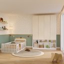 Ver imagem 1 de Conjunto com Cama Solteiro Giulia Rattan e Guarda Roupa Curió Casatema MadeiraOriginals Branco/Marrom