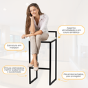 Ver imagem 4 de Kit 2 Banqueta Quadrada Preta para Balcão Ilha Cozinha Gourmet Bancada Piscina Bares Àrea de Lazer