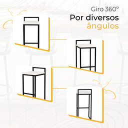 Kit 2 Banqueta Quadrada Preta para Balcão Ilha Cozinha Gourmet Bancada Piscina Bares Àrea de Lazer - 5