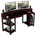 Ver imagem 1 de Mesa Gamer Cockpit 3 Prateleiras Me4167 Preto Vermelho Tecno Mobili