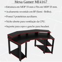 Ver imagem 3 de Mesa Gamer Cockpit 3 Prateleiras Me4167 Preto Vermelho Tecno Mobili