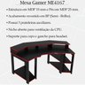 Mesa Gamer Cockpit 3 Prateleiras Me4167 Preto Vermelho Tecno Mobili - 3