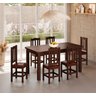 Mesa de Jantar Safira 160x88 com 6 Cadeiras Diamante Estofado Marrom:castanho - 1