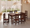 Ver imagem 1 de Mesa de Jantar Safira 160x88 com 6 Cadeiras Diamante Estofado Marrom:castanho