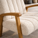 Ver imagem 2 de Conjunto 2 Poltronas Haley Tecido Boucle Estrutura Madeira Maciça para Recepção Sala de Estar:bege