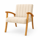 Ver imagem 3 de Conjunto 2 Poltronas Haley Tecido Boucle Estrutura Madeira Maciça para Recepção Sala de Estar:bege