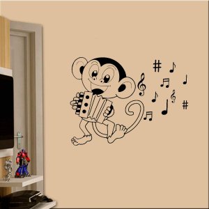 Adesivo de Parede Macaquinho Tocando Sanfona-Grande 78x58cm