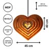 Luminária Teto tipo Pendente CORAÇÃO MDF - Completa - Cor: Marrom - 3