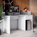 Ver imagem 1 de Escrivaninha Aquarela Home Office 1 Gaveta MDP MDF 137cm Branco EJ Móveis