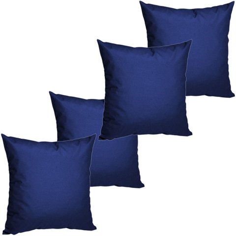 4 Almofadas Cheias para Sofá Decorativas Impermeáveis Grande Azul Marinho