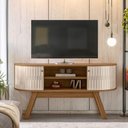 Ver imagem 1 de Rack para TV Lago Serena 55 Polegadas MDP com Porta Correr Naturale Off White Casah
