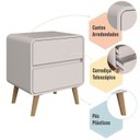 Ver imagem 4 de Conjunto Duas Mesas de Cabeceira com 02 Gavetas Linha Curve Bege