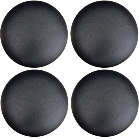 Kit 04 Assentos Redondo Banqueta Cadeira Estofados Poltronas H02 Corino Preto 39 cm - Lyam Decor Ass