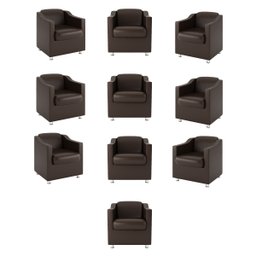 Kit 10 Poltronas para Recepção Consultorio Médico – Balaqui Cor:Courino Marrom - 1
