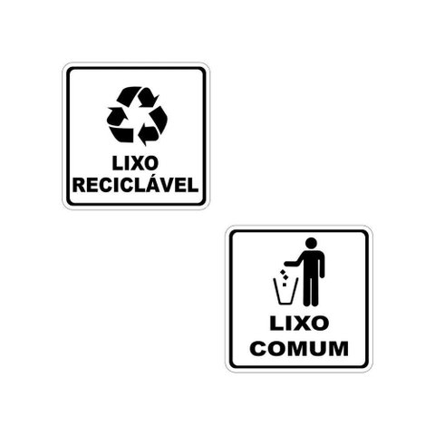 Etiquetas Adesivas Lixo Reciclavel e Comum 2pçs 15x15cm Transparente