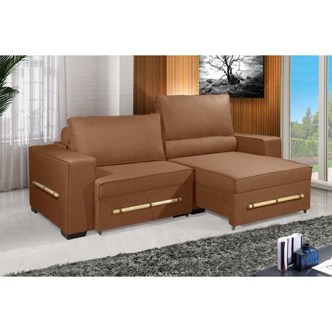 Sofá Retrátil e Reclinável 2.10m Estilo Estofados - Chayene com Softgel D33 Linho "terracota"