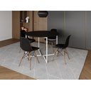 Ver imagem 1 de Mesa Industrial Base Ferro Branco em V Tampo 110cm Preto 4 Cadeiras Eames Madeira Assento Preto