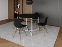 Ver imagem 1 de Mesa Industrial Base Ferro Branco em V Tampo 110cm Preto 4 Cadeiras Eames Madeira Assento Preto