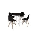 Ver imagem 2 de Mesa Industrial Base Ferro Branco em V Tampo 110cm Preto 4 Cadeiras Eames Madeira Assento Preto