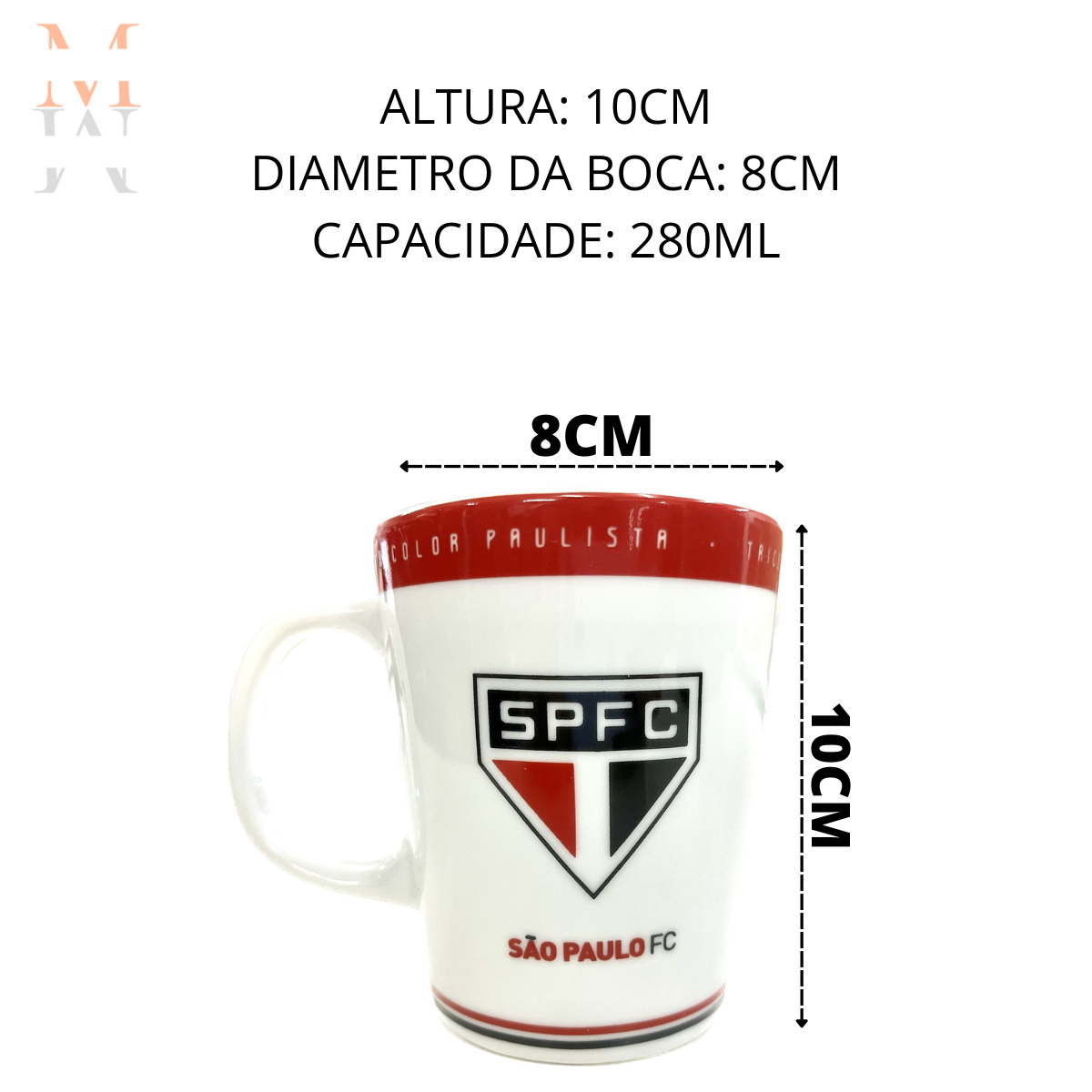 Caneca Porcelana Premium São Paulo 280ML Tricolor Oficial - 4