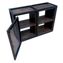 Ver imagem 2 de Nicho para Parede com Porta de Chapa Perfurada - Modelo Industrial Ferro e Madeira Maciça Cor Preta
