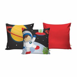 Kit Cortina + 3 Capas Almofadas Infantil - Astronauta Menino - 4