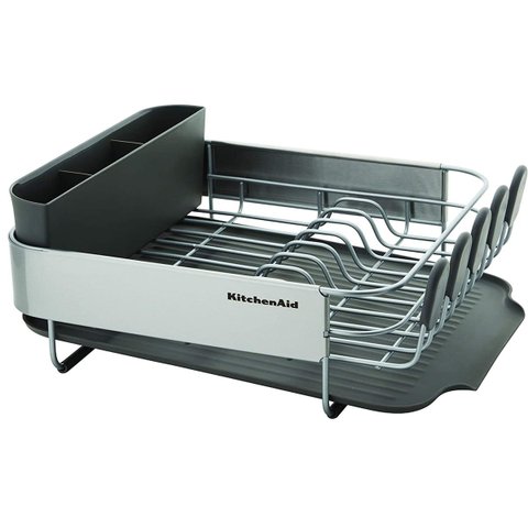 Escorredor de Pratos Compacto em Aço Inox 39x32cm Cinza Kitchenaid