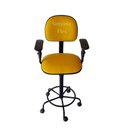 Ver imagem 1 de Cadeira Secretaria Caixa Alta - Braço com Regulagem de Altura - Estrela de Ferro com Rodízio - Aro -