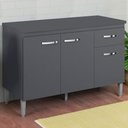 Ver imagem 2 de Balcão Gabinete Para Pia Com Tampo 120cm 3 Portas e 1 Gaveta Gabriela Cinza - AJL Móveis