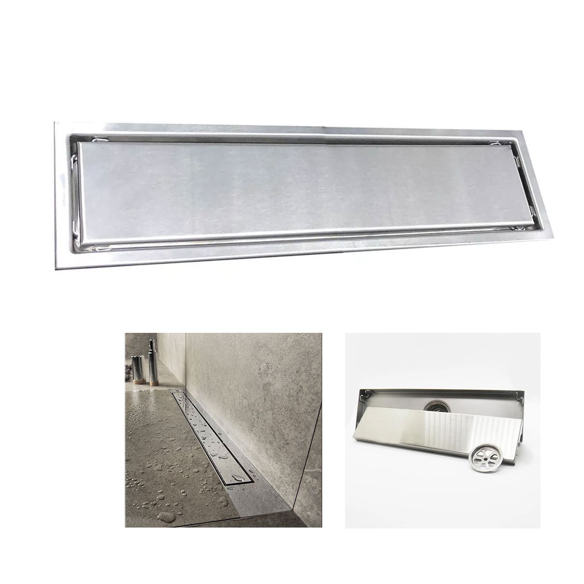 Ralo Linear Oculto 30cm Invisivel Aço Inox Lavabo Banheiro Anti Odor Anti Inseto Higienico Resistent